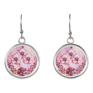 Cranberry Floral Earrings