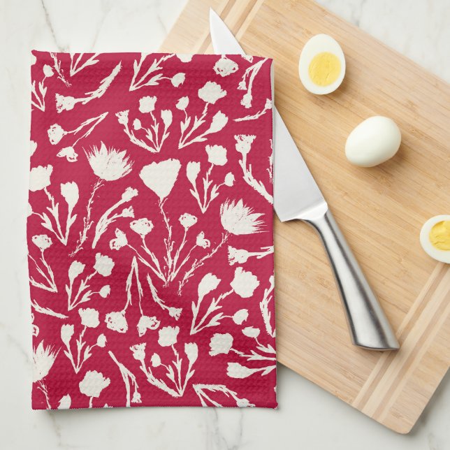 Cranberry Floral for Kitchen Gift Kitchen Towel (Quarter Fold)