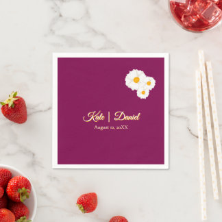 Cranberry Floral Wedding Paper Napkins