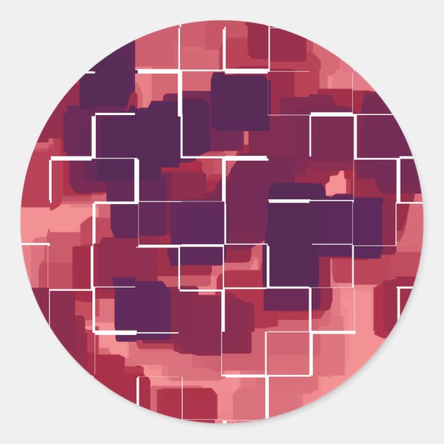 "Cranberry" Geometric Art Classic Round Sticker (Front)