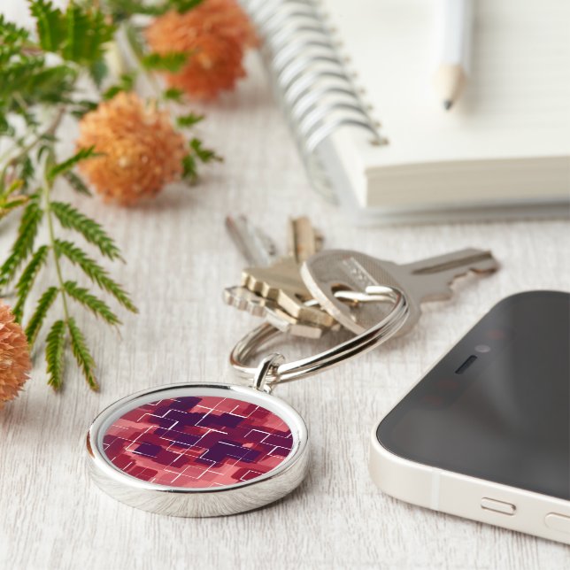 "Cranberry" Geometric Art Keychain (Side)