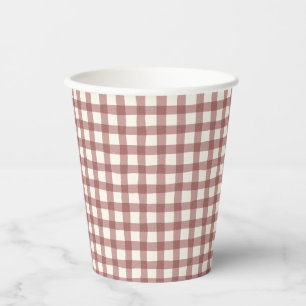 Cranberry Gingham Red Maroon Paper Cups