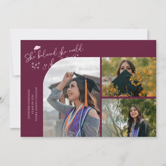 Cranberry Graduate She Believed Multi Photo Announcement (Front)