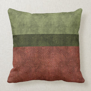 Cranberry Green Figure Eight Texture Stripes Throw Pillow