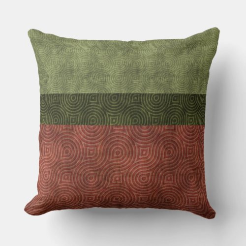 Cranberry Green Figure Eight Texture Stripes Throw Pillow