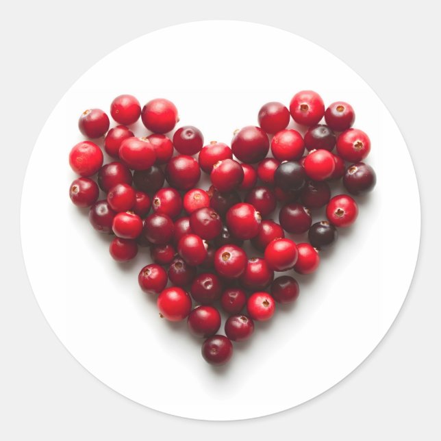 Cranberry Heart Classic Round Sticker (Front)