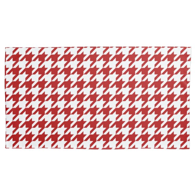 Cranberry Houndstooth Pattern Pillow Cases (Front-Left)