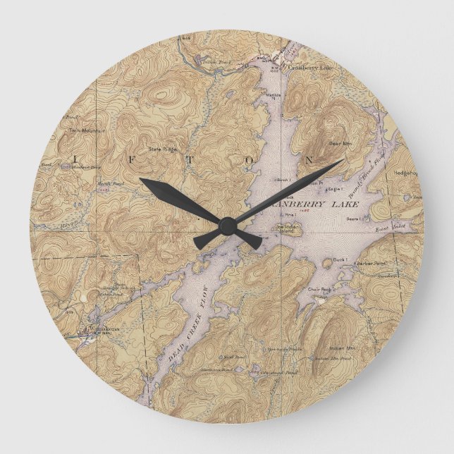 Cranberry Lake, Wanakena, Oswegatchie River Area Large Clock (Front)