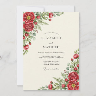 Cranberry Lustrous Winter Wedding Invitation