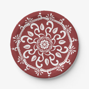 Cranberry Mandala Paper Plates