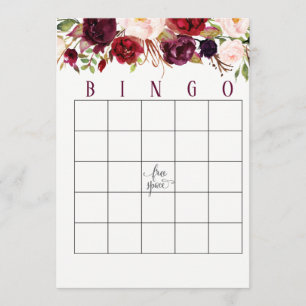 Cranberry Marsala Bridal Shower Bingo Cards