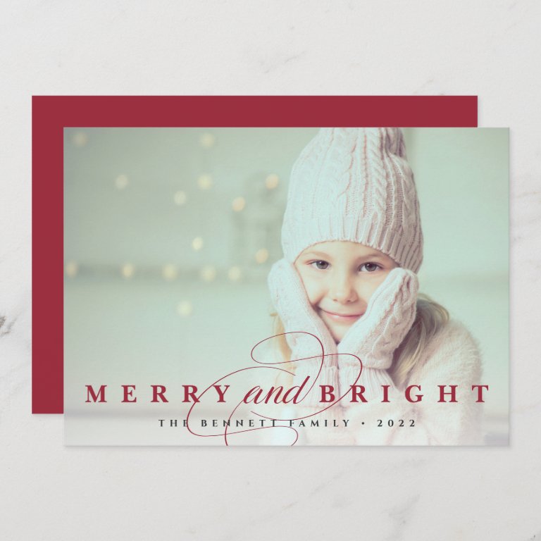 Cranberry | Merry &amp; Bright Photo Holiday Card