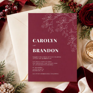 Cranberry Modern Floral Wedding Invitation