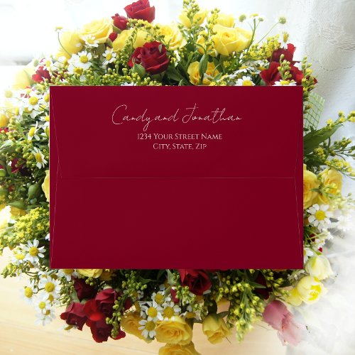 Cranberry Modern Script Wedding Envelope