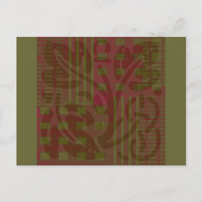 cranberry olive woodcut Celtic inspiration Postcard (Front)