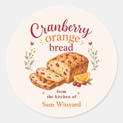 Cranberry Orange Bread Holiday Baking Label