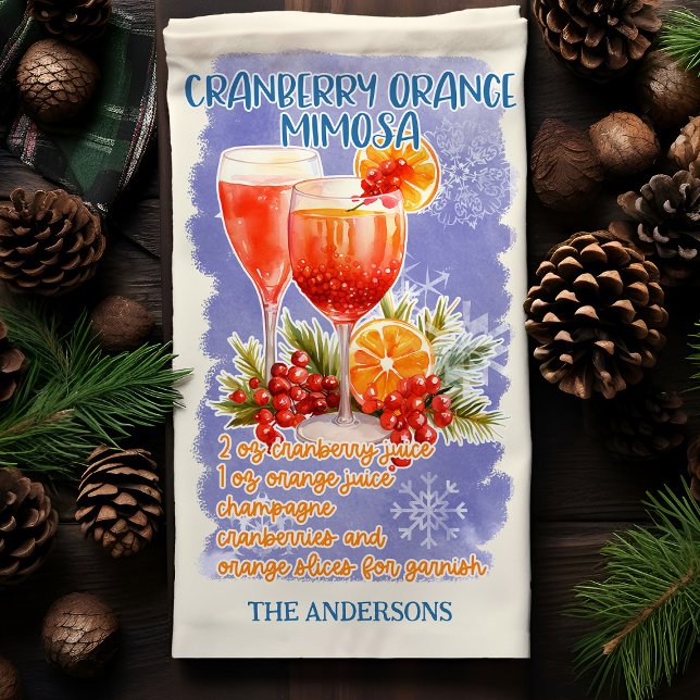 Cranberry Orange Mimosa Christmas Cocktail Recipe Kitchen Towel (Creator Uploaded)