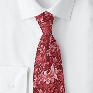 Cranberry Ornate Botanical Neck Tie