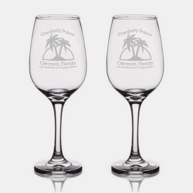 Cranberry Palms Etched Glasses (Glassware)