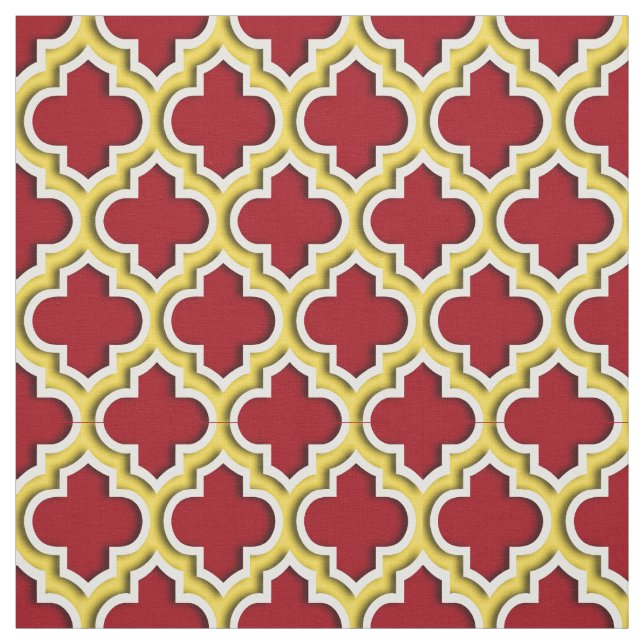 Cranberry, Pineapple Moroccan Quatrefoil #5DS Fabric (Swatch)