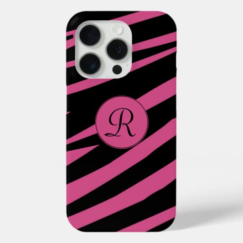 Cranberry Pink and Black Zebra Print iPhone 15 Pro Case