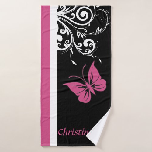 Cranberry Pink Butterfly Beach Towel