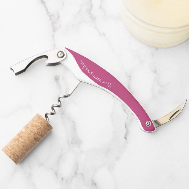 Cranberry Pink Customisable Waiter's Corkscrew (Front)