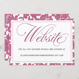 Cranberry Pink Lace Wedding Website Enclosure Invitation