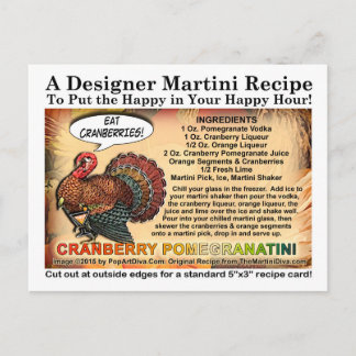 Cranberry PomegranateThanksgiving Cocktail Recipe Holiday Postcard