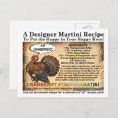 Cranberry PomegranateThanksgiving Martini Recipe Holiday Postcard (Front/Back)