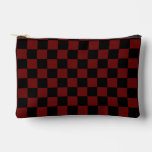 Cranberry Red and Black Checkerboard Pattern Accessory Pouch