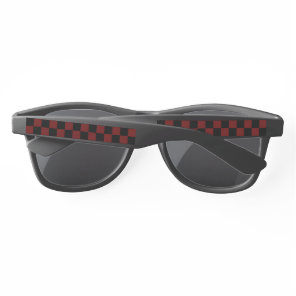 Cranberry Red and Black Checkerboard Pattern  Sunglasses