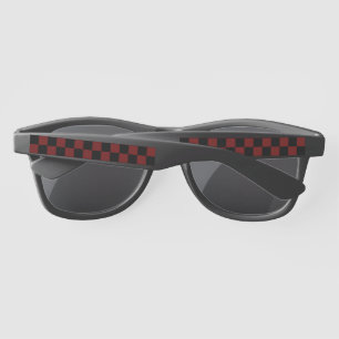 Cranberry Red and Black Checkerboard Pattern  Sunglasses