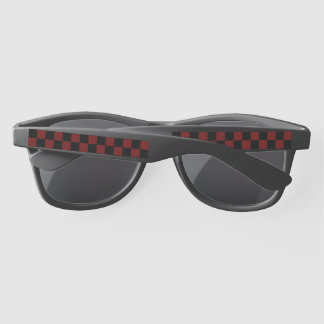 Cranberry Red and Black Checkerboard Pattern Sunglasses