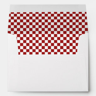 Cranberry Red and White Checkerboard Pattern Envelope