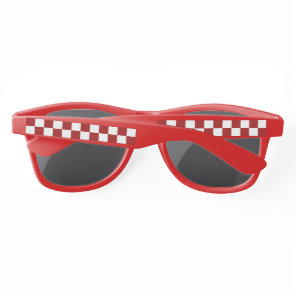 Cranberry Red and White Checkerboard Pattern Sunglasses