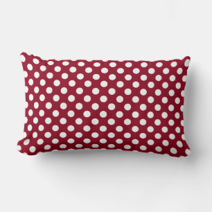 Cranberry Red and White Polka Dot Pattern Lumbar Pillow