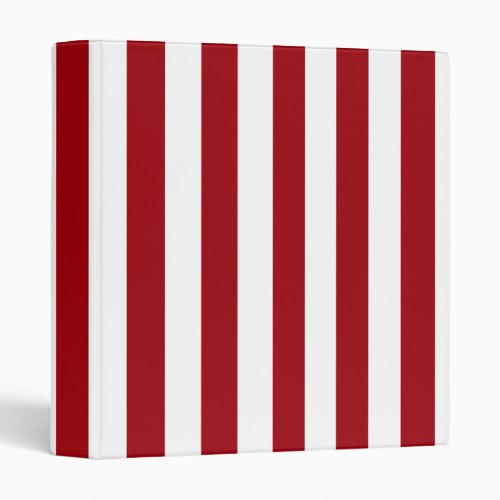 Cranberry Red and White XL Stripes Pattern Binder