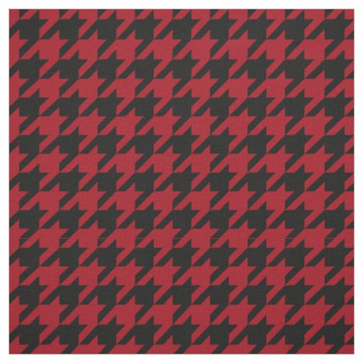 Cranberry Red Black Houndstooth Pattern #2M Fabric