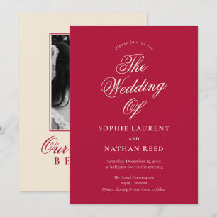 Cranberry Red Old Money Winter Wedding Invitation