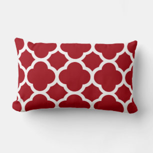 Cranberry Red Quatrefoil Pattern Lumbar Pillow