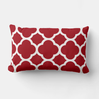 Cranberry Red Quatrefoil Pattern Lumbar Pillow
