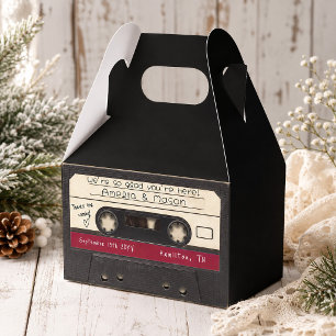 Cranberry Red Retro Cassette Tape Wedding Favor Boxes