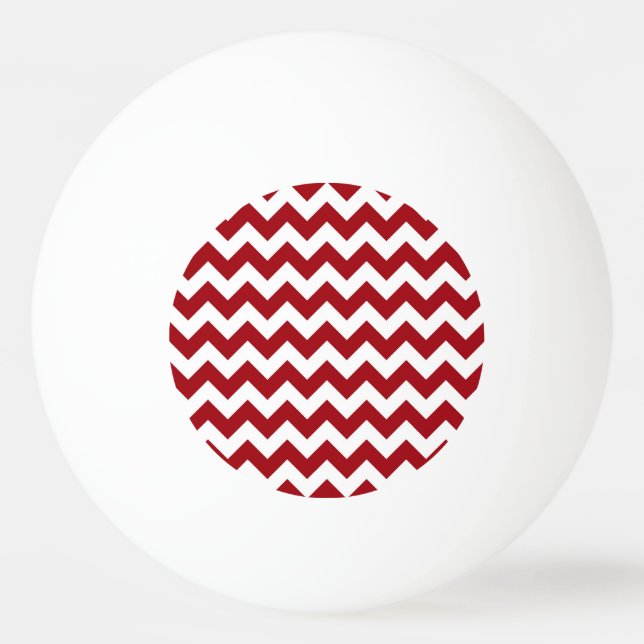 Cranberry Red White Chevron Zig-Zag Pattern Ping-Pong Ball (Front)