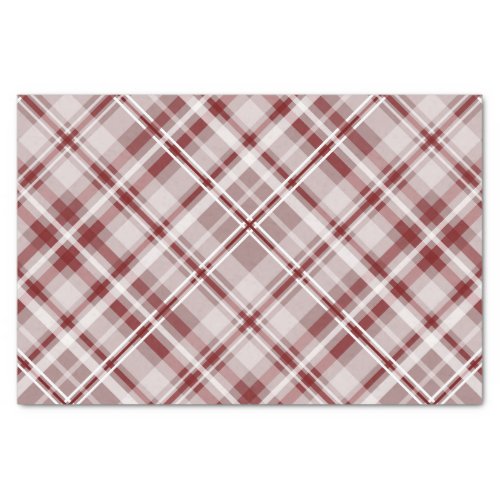 cranberry red white diagonal plaid tissue paper