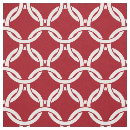 Cranberry Red, White Linked Circles Pattern #1 Fabric