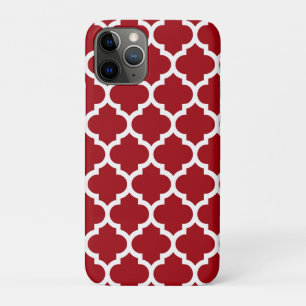 Cranberry Red White Moroccan Quatrefoil Pattern #5 iPhone 11 Pro Case
