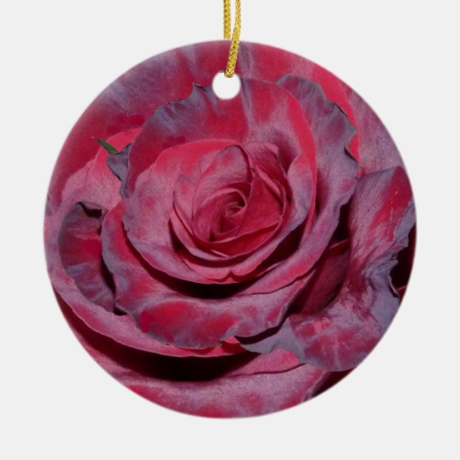 Cranberry Rose Ceramic Ornament (Front)
