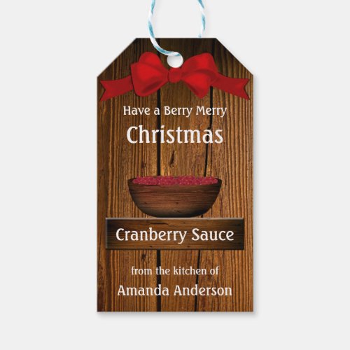 Cranberry Rustic Wood Christmas Gift Tags