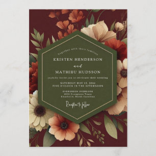 Cranberry Sage Autumnal Wedding Invitation